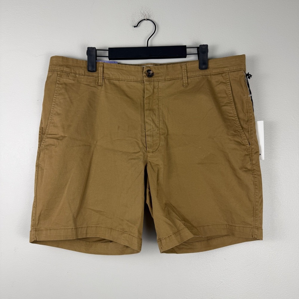 Goodfellow & Co Linden Chino Shorts Men's 36 Khaki Cotton Flat Front 7" Inseam